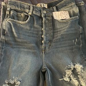Free People Blue Distressed Skinny Jeans